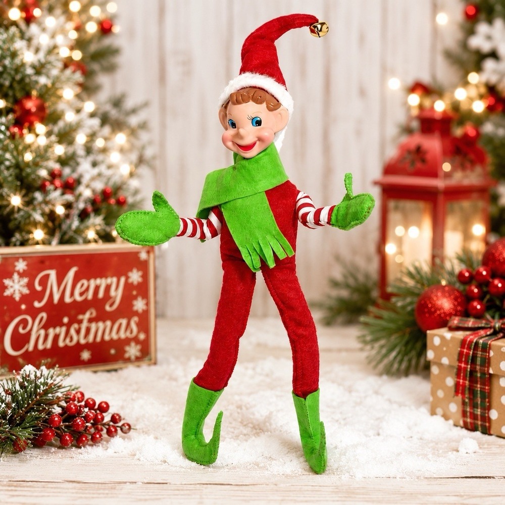 The Vermont Country Store AnnaLee Jingle Bell Felt Bendable Elf So Cute !